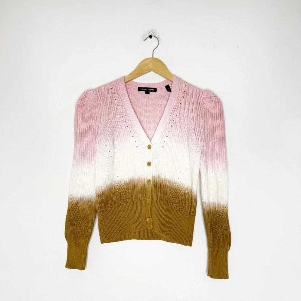 Veronica Beard Parula Dip Dye Ombre Cotton Cardigan XS $368 Revolve